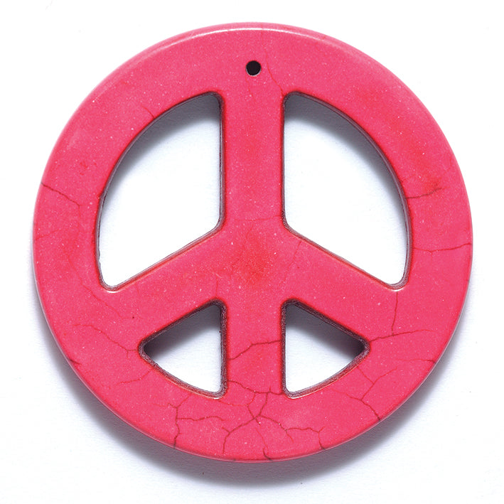 ST633-55P: Magnesite Peace Sign Pink 55mm 2 Pieces