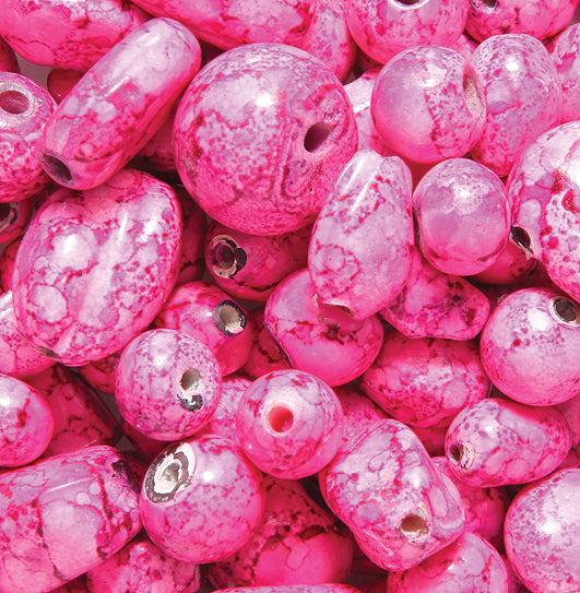 VE525-94: Bead Mix Hot Pink Speckled-150GM