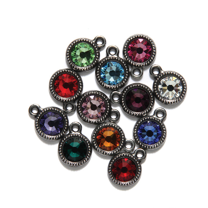 TC6825-16: Ss34 Bezel Ant Pewt Birthstone Mix 12PC