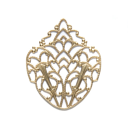 VV1025: Vintaj Delicate Crest Filigree 28x33mm