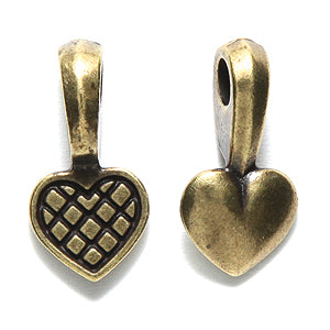 TC5733-AB: Bail Glue On Heart 20mm Ant Brass