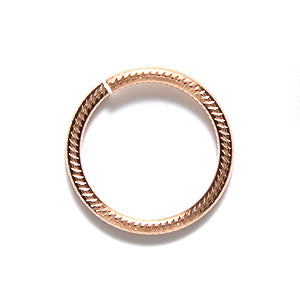 VJ109-RG: Vintaj Jump Ring Ribbed 15mm Rose GLD PLT