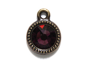 TC6824-02: Drop Beaded Ss34 Bezel Ant Brass Amethyst