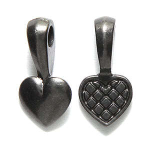 TC5733-GM: Bail Glue On Heart 20mm Black