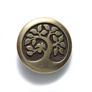 TC6577-AB: Button Tree With Bird 16mm Ant Brass