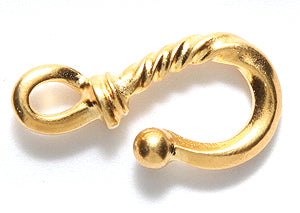 TC6199-GL: Clasp Twisted Hook 13x25mm Bright GLD