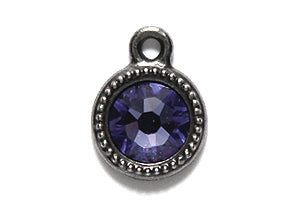 TC6825-12: Beaded Ss34 Bezel Ant Pewt Tanzanite