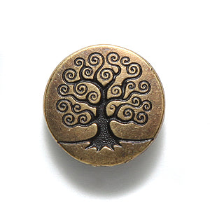 TC6562-AB: Button Tree Of Life 15mm Ant Brass