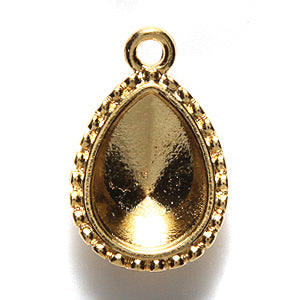 TC2542-GL: Drop Beaded Pear Bezel 10x14mm GLD