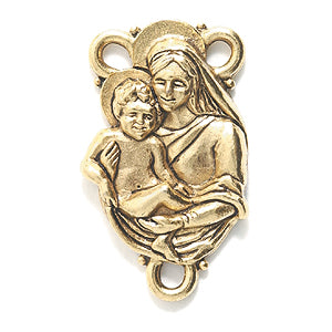 PW5604-AG: Rosary Center Madonna W/Child Ant G 23mm-1PC