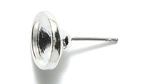 PW6404-S: Earring Post w/Cup For 8mm Round Silver - 1PR