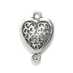 PW9711-S: CNNCTR Heart Filigree Silver 13x19mm 1PC