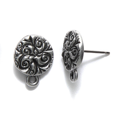 TC1080-AP: Earring Post Jardin 12mm Ant Pewt