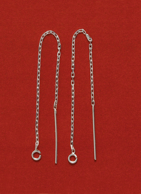 SS64: Threader Earring Cable Chain Ring Sterling