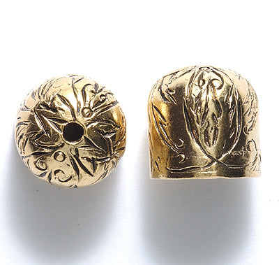 PW6178-AG: PW Bead Cap Vines 11mm ID 14mm Ant Gold - 1PC