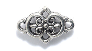 PW2062-S: Connector Double Fleur Dis Lis Silver 11x17mm-1PC