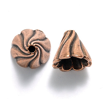 PW5301-AC: Bead Cap Swirl Ant Copper 12x14mm-1PC