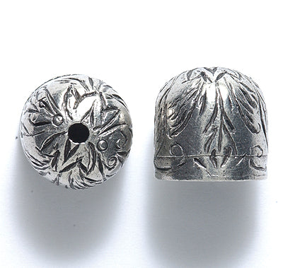 PW6178-S: PW Bead Cap Vines 11mm ID 14mm Ant Pewter 1PC