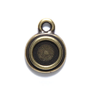 TC2450-AB: Charm Stepped Bezel Ss34 Ant Brass 16