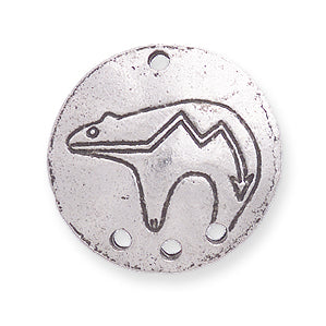 PW701-S: Shield w/Zuni Bear 3 Hole Ant Pewter 18mm 1PC