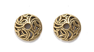 PW3564-AG: Bead Cap W/Swirled Shapes Ant Gold 8mm-1PC