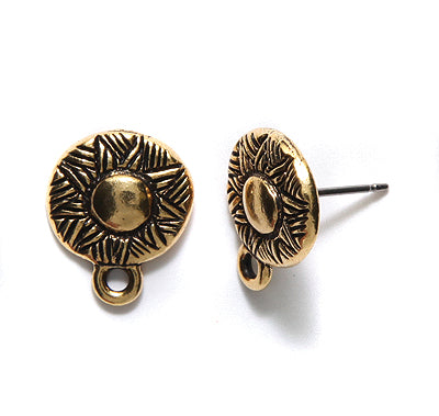 TC1081-AG: Earring Post Ethnic 12mm Ant GLD