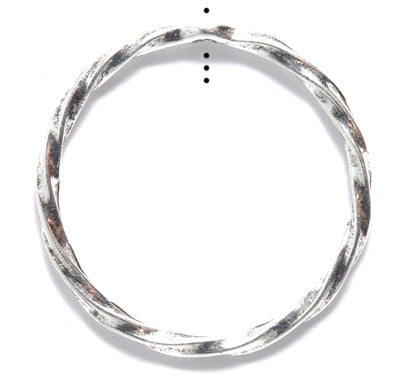 PW5800-AS: Ring Twisted 1 Hole Bright Silver 30mm-1PC