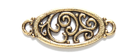 PW6386-AG: Connector Oval Filigree Ant Gold 12x28mm-1PC