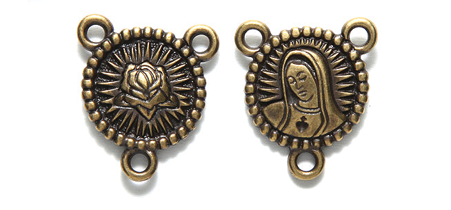 TC3131-AB: Rosary Center Our Lady Ant Brass 21mm