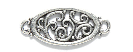 PW6386-S: Connector Oval Filigree Silver 12x28mm-1PC