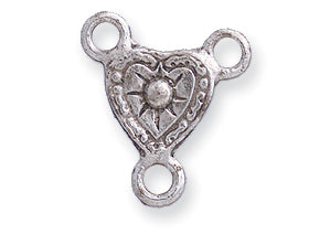 PW428-S: Rosary Center Heart Ant Pewter 13x15mm 1PC