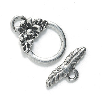 PW1070-S: Toggle Clasp Set w/FL Ant Pewter 12mm- 1 Set