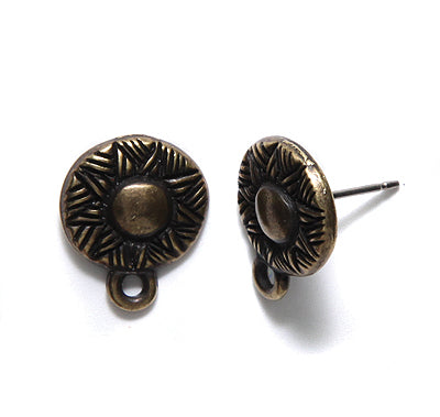 TC1081-AB: Earring Post Ethnic 12mm Ant Brass