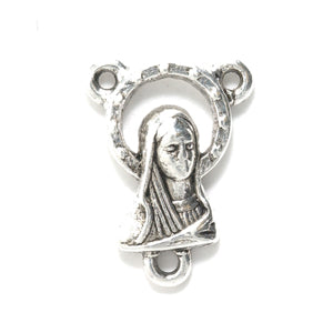 PW3312-AS: Rosary Center Mary Silver 14x18mm-1PC