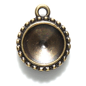 TC2313-AB: 12mm Rivoli Frame Beaded Ant Brass