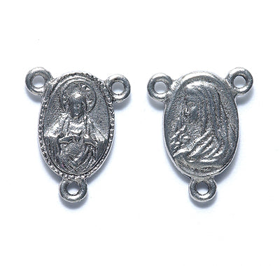 PW6171-S: Rosary Center Double Sided Ant Pewter 14x17mm 1PC