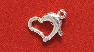 SS30: Floating Heart Clasp Sterling 8x11mm