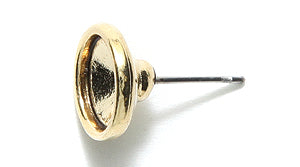 PW6404-AG: Earring Post w/Cup For 8mm Round Ant Gold - 1PR