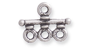 PW1267-S: End Connector 3 Strand Ant Pewter 12x16mm 1PC