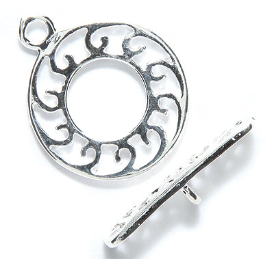 FI156-11ES: Toggle Clasp Filigree Silver 20mm-1SE