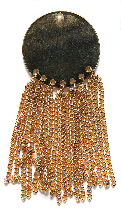 KP134-G: Pendant Disc 7 Chain Tassels 23x60 Gold-1EA