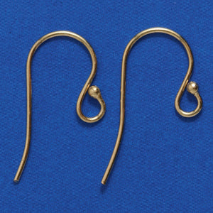 FI51-SV: Ear Wire Fishhook W/Ball Vermeil 1 Pair