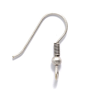 FI46-AS: Earwire French Ball & Coil ANT Silver 22GA-6PR