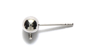 FI6-5S: Earring Post Ball W/Eye SIL 5mm 1 Pair