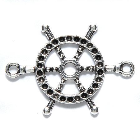 ME4269-S: Metal Link Nautical Wheel Silver 26x37mm-12PC