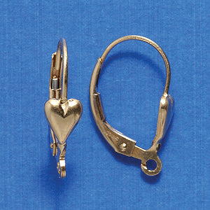 FI533-GF: Earring Lever Back Heart GoldFill