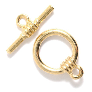 FI157-G: Toggle Clasp Gold PLT 14mm Hoop 3 Set