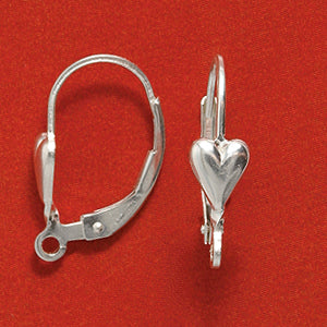 FI533-SS: Earring Lever Back Heart Sterling