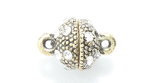 FI146-4AB: Clasp Magnetic Round Rhinestone 9mm ANT Brass 1PC