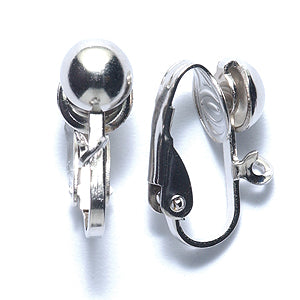 FI36-S: Earring Clip On W/Ball Rhodium SIL-6PR